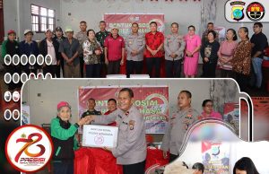 Rangkaian HUT Ke-78 Bhayangkara, Polres Minahasa Salurkan Bantuan Sosial di Tompaso Barat