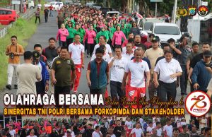 Rangkaian HUT Ke-78 Bhayangkara, Polres Gelar Olahraga Bersama Antar Forkopimda Minahasa