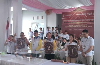 KPU Minahasa Resmi Tetapkan Nomor Urut Paslon Bupati dan Wakil Bupati Minahasa 2024