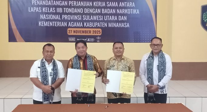 Lapas Tondano Teken Kerja Sama Dengan BNN Sulut dan Kemenag Minahasa