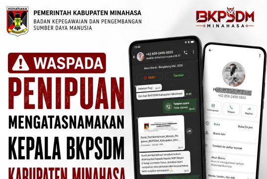 Waspada Penipuan Catut Nama Pejabat, BKPSDM Minahasa: Tawaran Mutasi dan Promosi Jabatan Hoaks