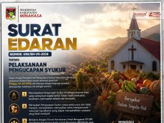 Pemkab Minahasa Keluarkan Surat Edaran, Pengucapan Syukur 26 Juli 2026 Digelar Tanpa Pesta Pora dan Minuman Beralkohol