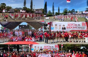 Drumben SMPN 4 Tondano Tampil Memukau di Upacara HUT ke-81 RI Pemkab Minahasa