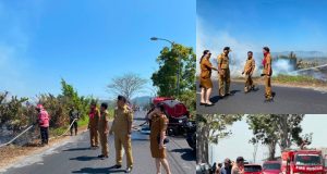 Kebakaran Lahan di Boulevard Tondano Dipadamkan, Camat Tondano Barat Imbau Warga Waspada